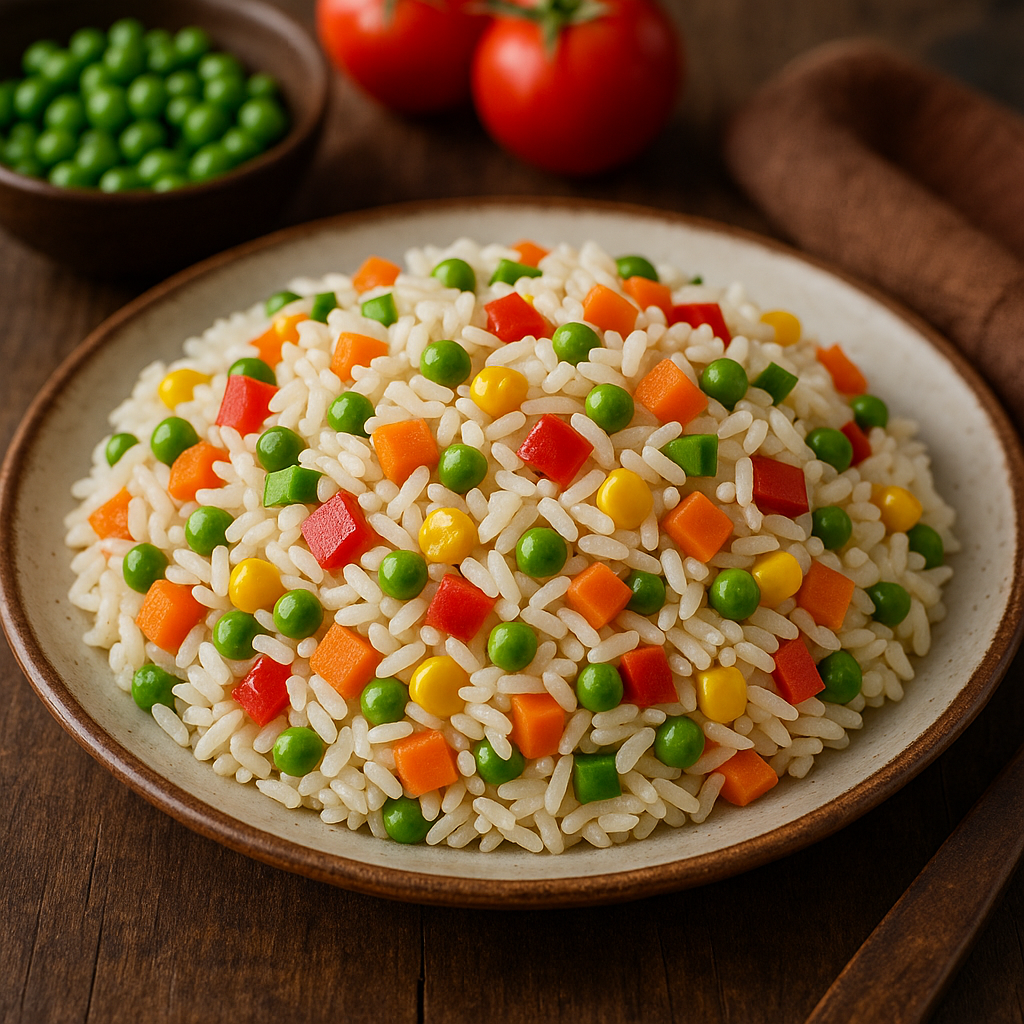 Arroz com legumes colorido