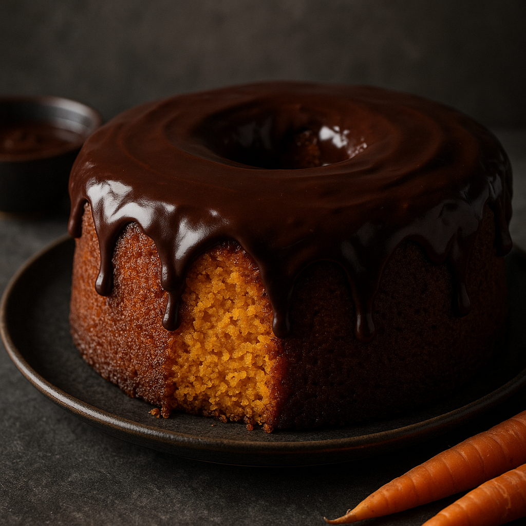Bolo de cenoura com cobertura de chocolate