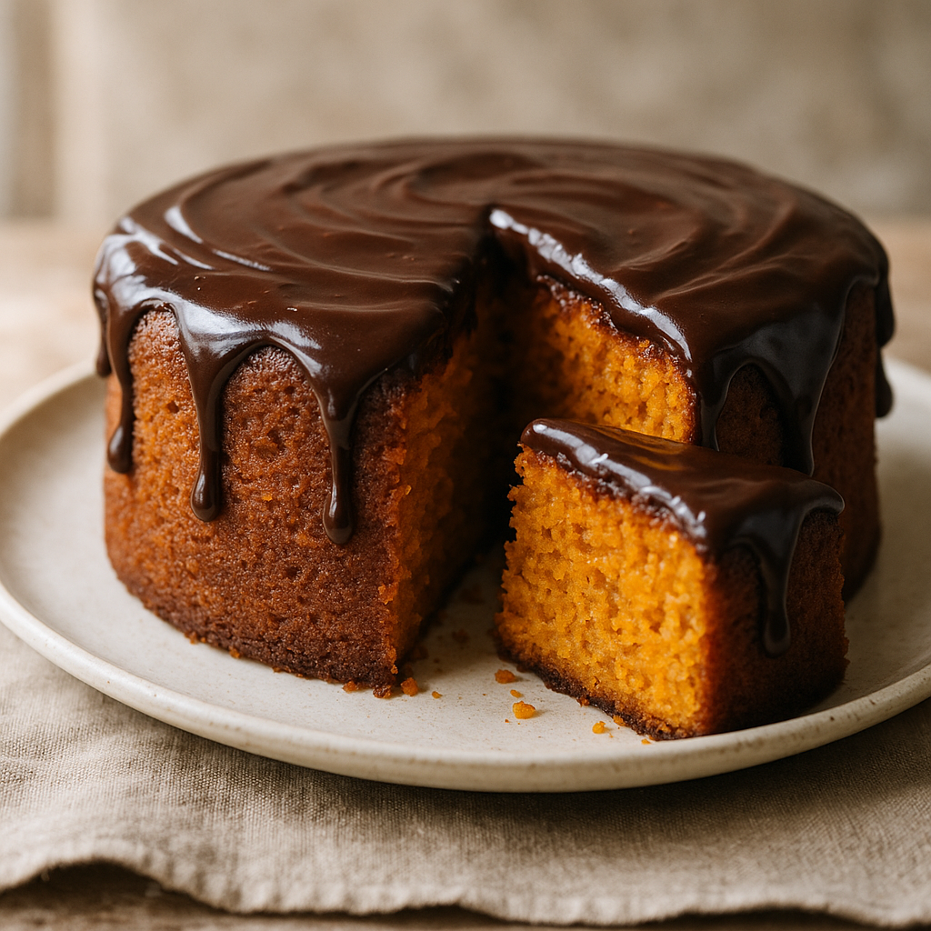 Bolo de cenoura com cobertura de chocolate